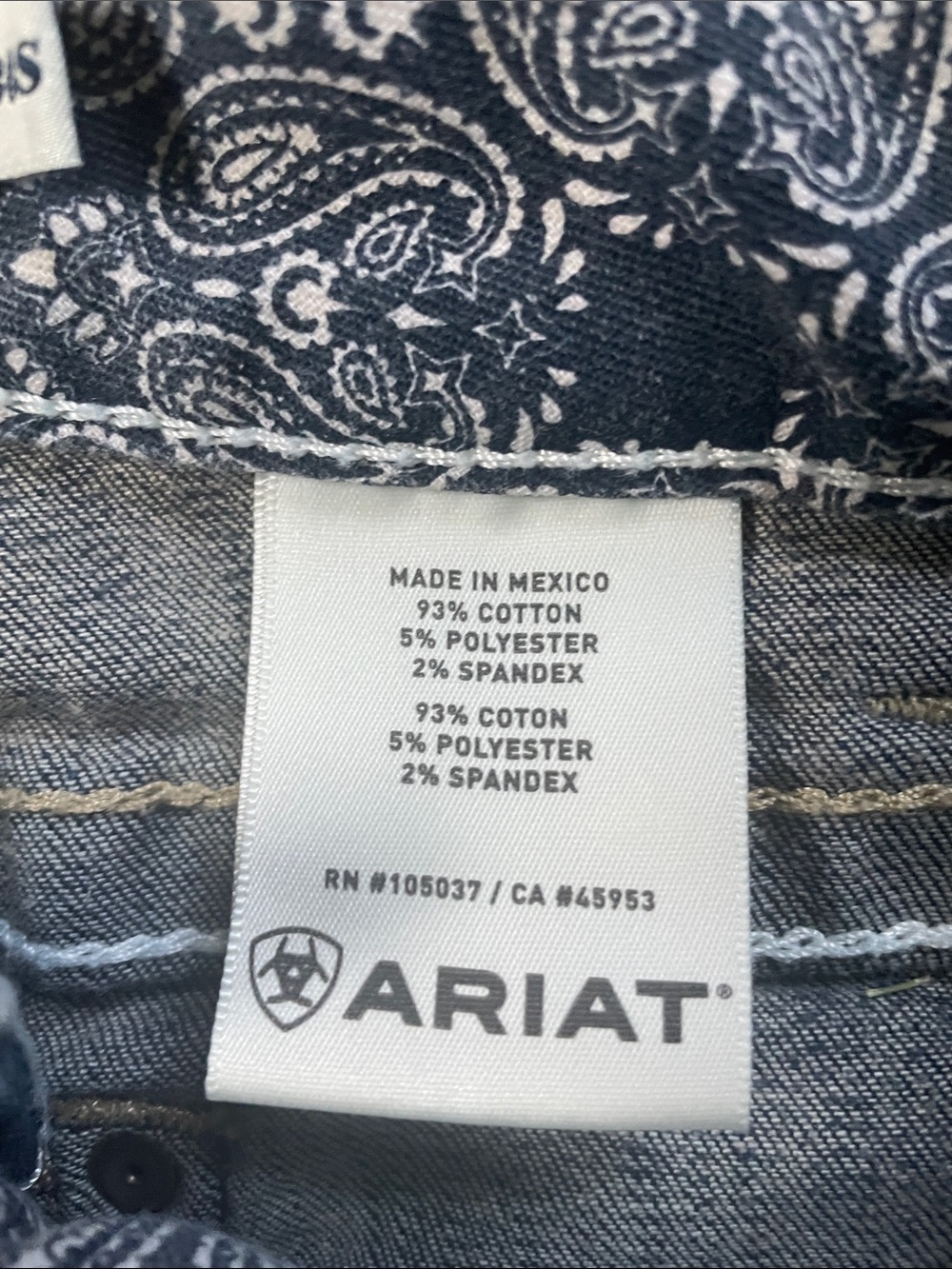 Ariat Women's Dark Blue Bootcut Jeans with Embroidered Pocket Detail - Picture 6 of 6